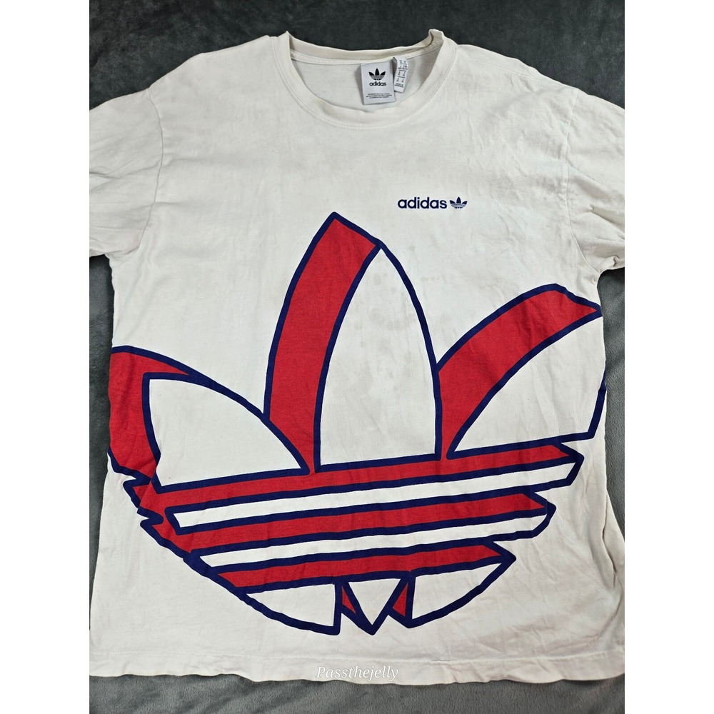 Vtg Adidas Trefoil Logo Shirt Extra Large Spell Out Streetwear Graphic‎ Original